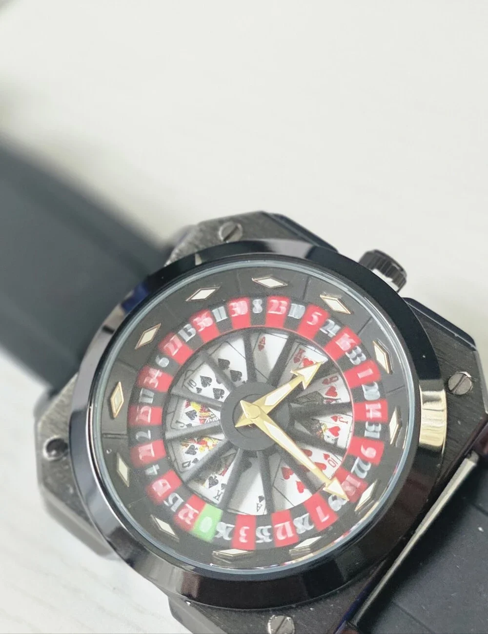 361.  Black Rotating Roulette-Style Dial Sport Watch